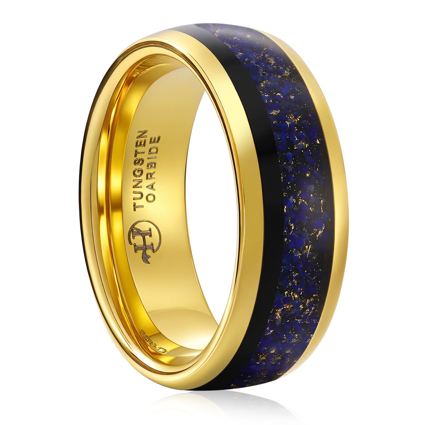 Men's Tungsten Carbide Ring with Blue Opal Stones Inlay (HI-0220)