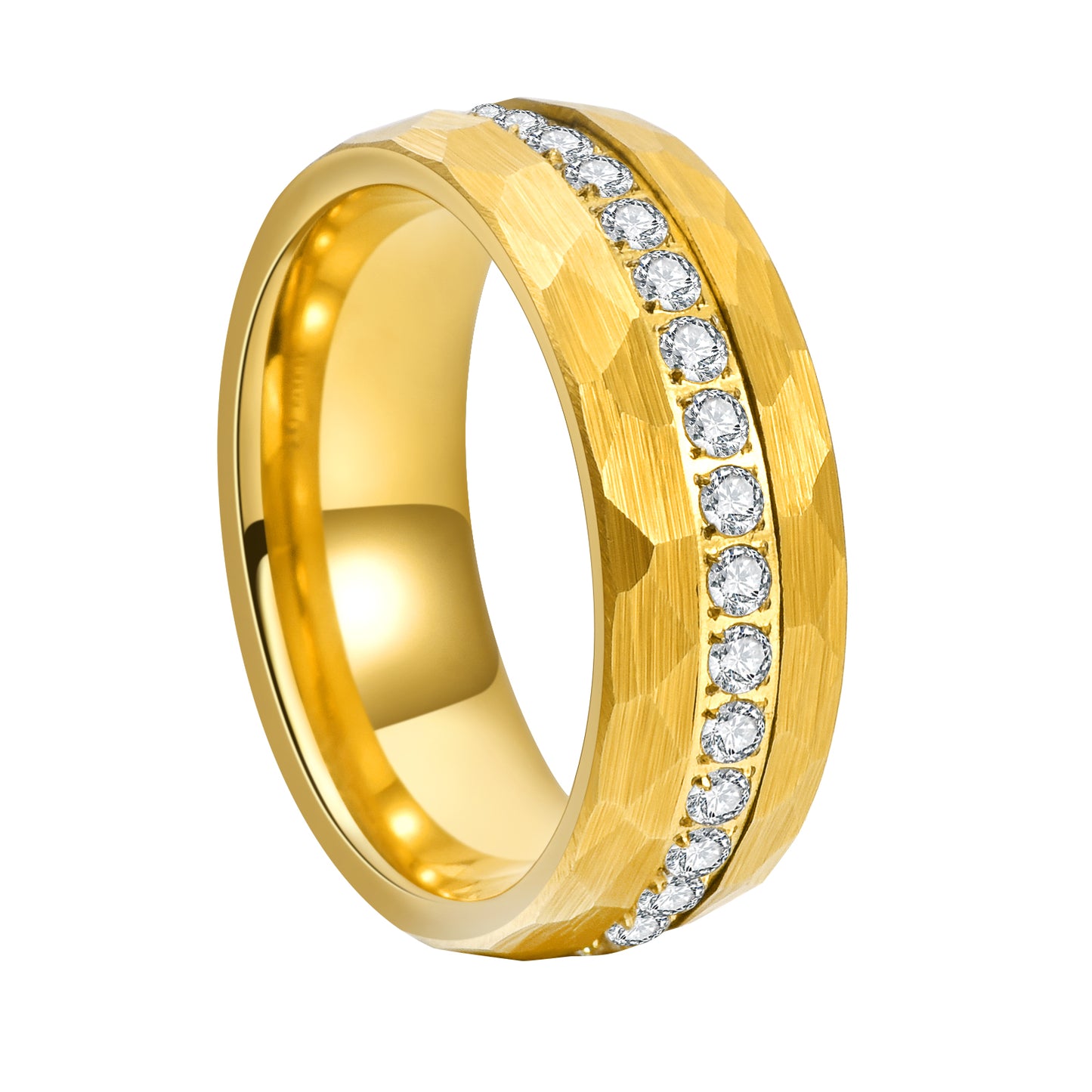 Hioleegi Eternity Wedding Bands for Men Women with CZ Zircon Inlay (HI-0201-8MM)