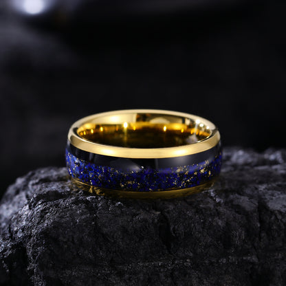 Men's Tungsten Carbide Ring with Blue Opal Stones Inlay (HI-0220)