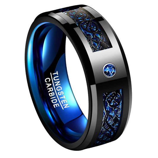 Hioleegi Faithful Mens Tungsten Wedding Bands with CZ Zircon