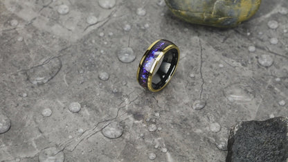 Men's Tungsten Carbide Ring with Blue & Purple Opal Stones Inlay (HI-0219)